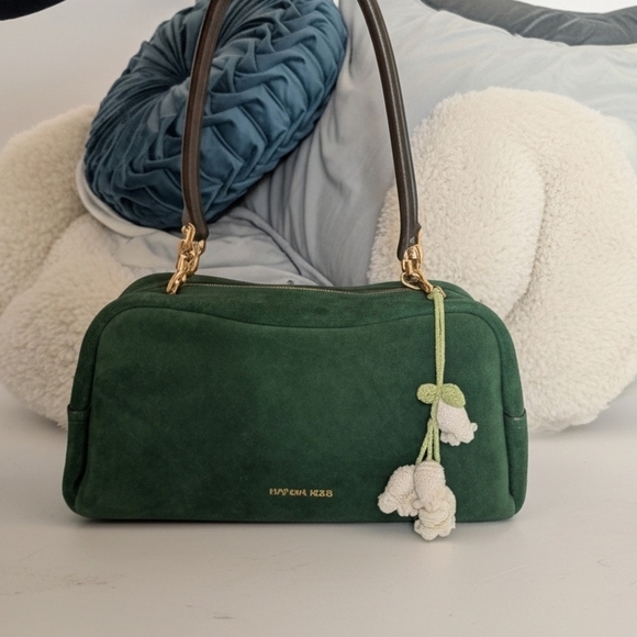 Michael Kors Handbags - Michael Kors Emerald Green Suede East West Shoulder Bag w/Bag Charm